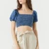 Dark Wash Tencel Denim Milkmaid Top