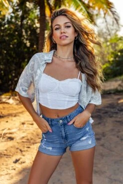 Eyelet Lace Bustier Top