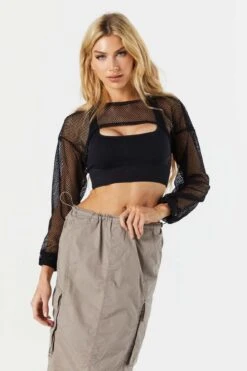 Fishnet Ultra-Cropped Long Sleeve Shrug 13 Fishnet Ultra-Cropped Long Sleeve Shrug -Deals Drape & Denim Store 051031289369 01 1