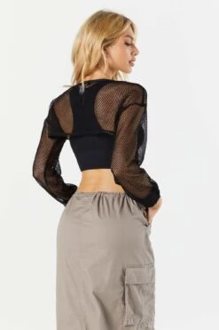 Fishnet Ultra-Cropped Long Sleeve Shrug 14 Fishnet Ultra-Cropped Long Sleeve Shrug -Deals Drape & Denim Store 051031289369 01 2