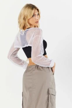 Fishnet Ultra-Cropped Long Sleeve Shrug 10 Fishnet Ultra-Cropped Long Sleeve Shrug -Deals Drape & Denim Store 051031289369 10 2