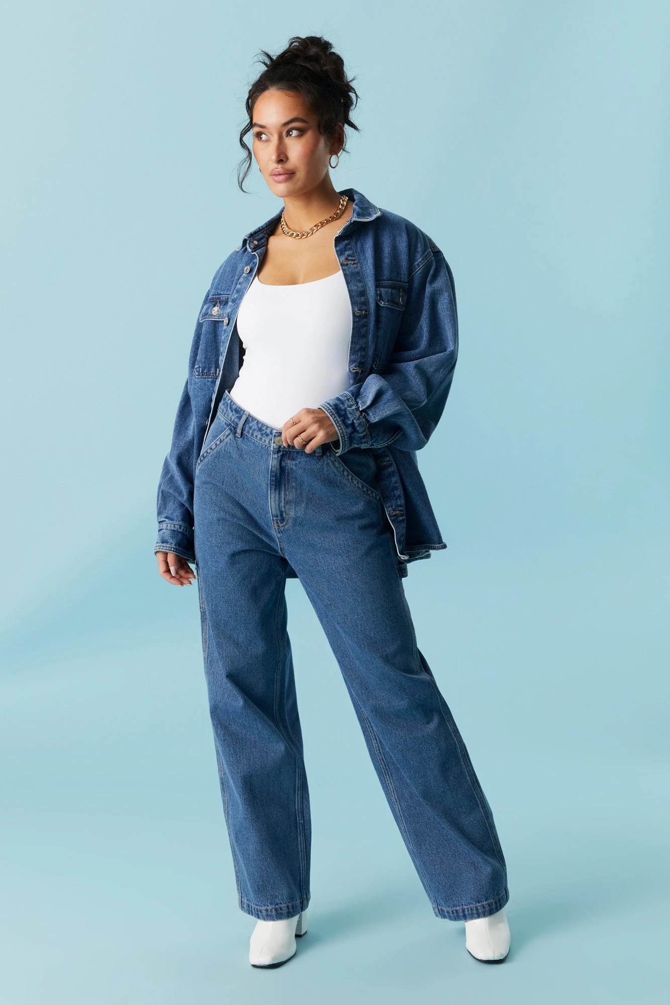 Refuge High-Rise Carpenter Medium Wash Denim Pant 1 Refuge High-Rise Carpenter Medium Wash Denim Pant