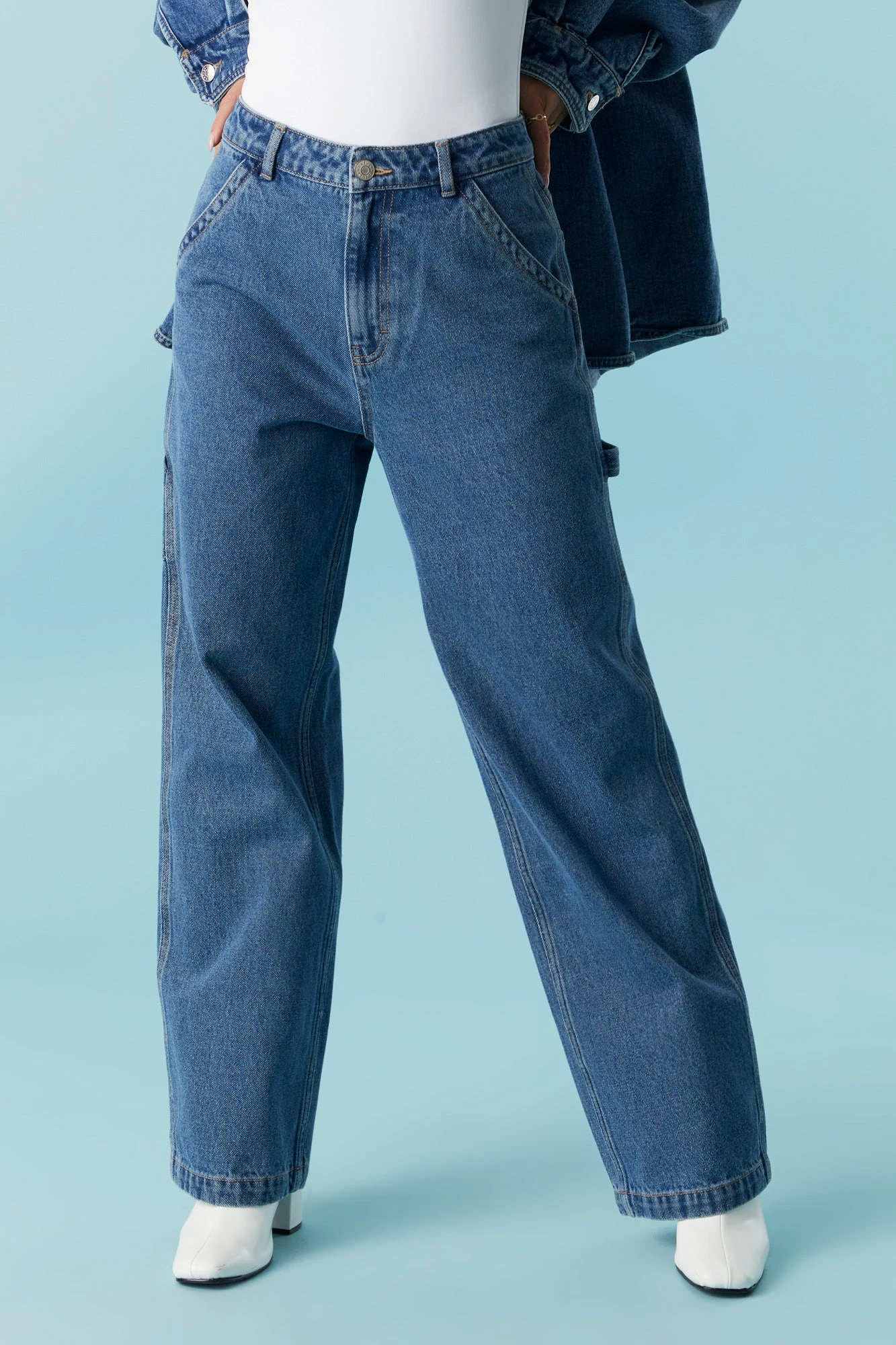 Refuge High-Rise Carpenter Medium Wash Denim Pant 2 Refuge High-Rise Carpenter Medium Wash Denim Pant - Image 2