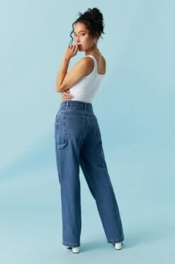 Refuge High-Rise Carpenter Medium Wash Denim Pant 5 Refuge High-Rise Carpenter Medium Wash Denim Pant -Deals Drape & Denim Store 051164643447 58 2