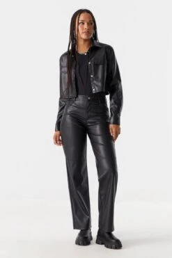 Faux-Leather Wide Leg Pant -Deals Drape & Denim Store 051242631309 01