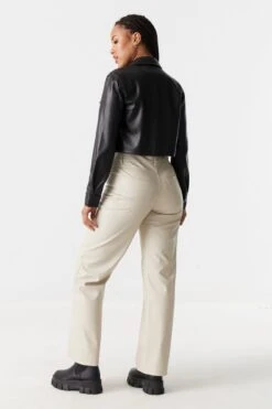 Faux-Leather Wide Leg Pant -Deals Drape & Denim Store 051242631309 25 2