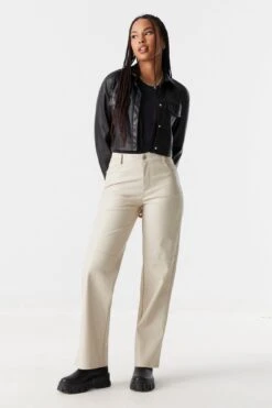 Faux-Leather Wide Leg Pant -Deals Drape & Denim Store 051242631309 25