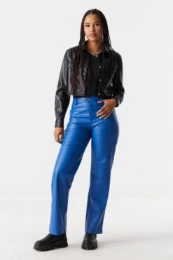 Faux-Leather Wide Leg Pant