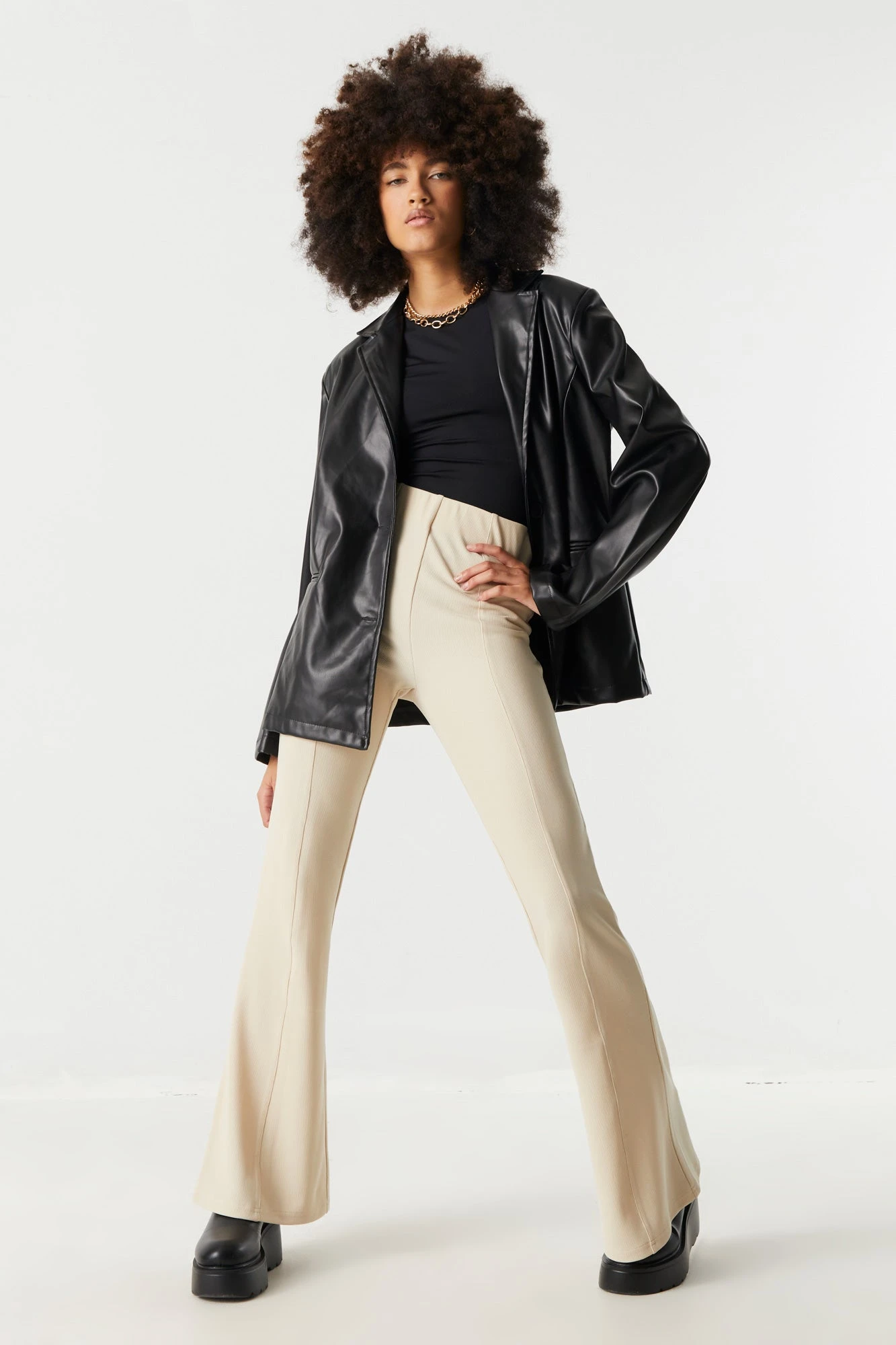 Pull-On Ribbed Flare Pant 4 Pull-On Ribbed Flare Pant - Image 4