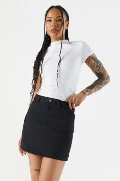 Twill Cargo Mini Skirt -Deals Drape & Denim Store 051539072484 01