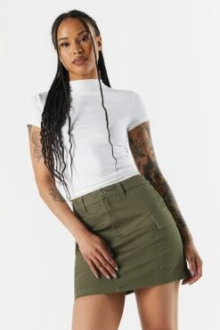 Twill Cargo Mini Skirt