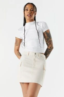 Twill Cargo Mini Skirt -Deals Drape & Denim Store 051539072484 35