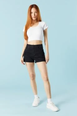 Black Wash Denim Cargo Short -Deals Drape & Denim Store 052039077240 01 2 1