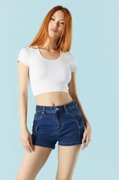 Dark Wash Denim Cargo Short