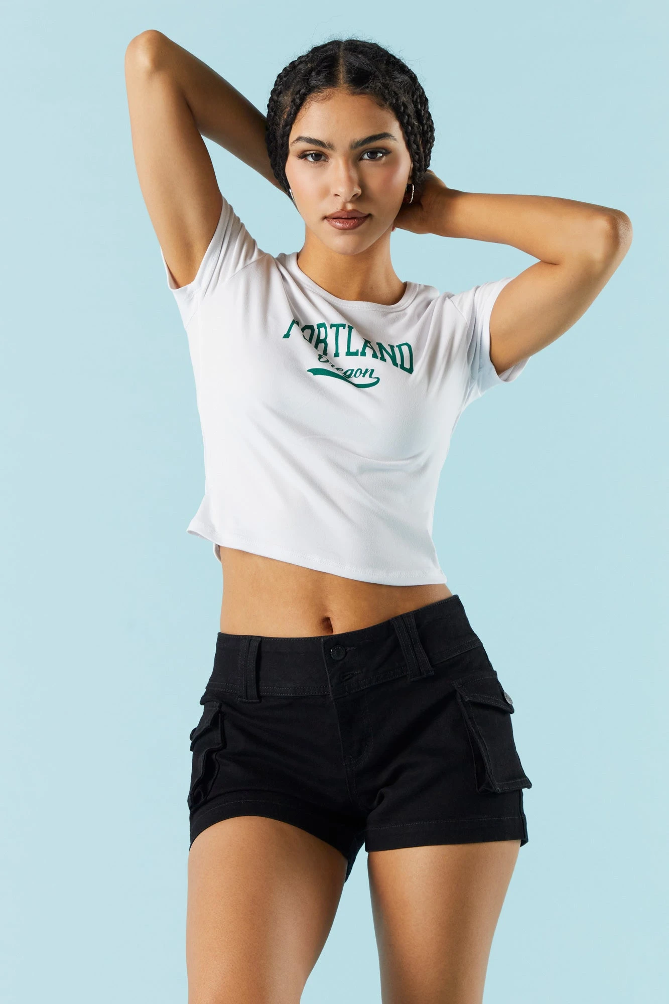 2-Tier Black Cargo Denim Short 1 2-Tier Black Cargo Denim Short