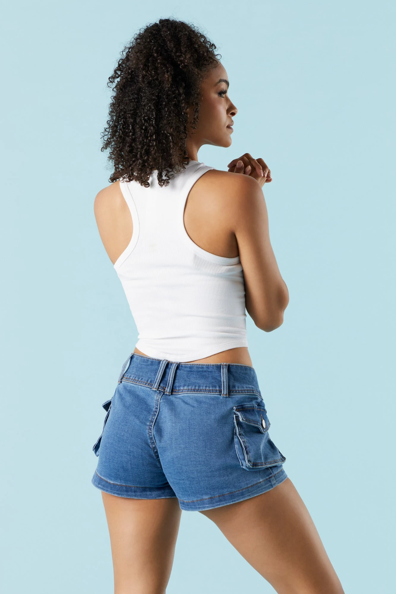 Medium Wash Denim Cargo Short 2 Medium Wash Denim Cargo Short - Image 2