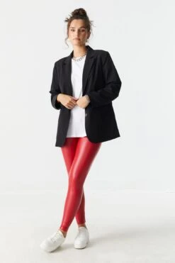 Faux-Leather High-Rise Shaper Legging