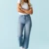 Refuge Medium Wash Crop Wide Leg Jean