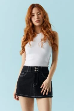 Bull Denim Coloured Mini Skirt 12 Bull Denim Coloured Mini Skirt -Deals Drape & Denim Store 052665532600 01