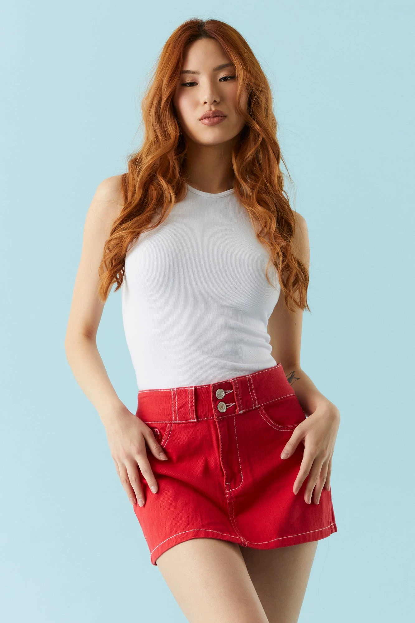 Bull Denim Coloured Mini Skirt 1 Bull Denim Coloured Mini Skirt