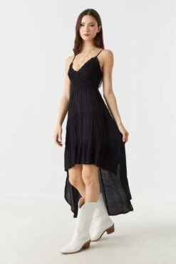 Crochet Top Hi-Low Maxi Dress -Deals Drape & Denim Store 053159980282 01