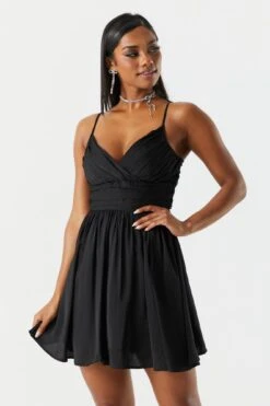 Chiffon Surplice Skater Dress