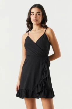 Surplice Ruffled Wrap Dress -Deals Drape & Denim Store 053255953704 01