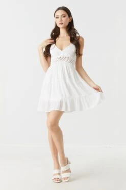 Crochet Top Tiered Mini Dress -Deals Drape & Denim Store 053259980394 10 2