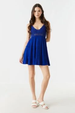Crochet Top Tiered Mini Dress -Deals Drape & Denim Store 053259980394 40 2