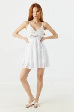 Crochet Tiered Mini Dress -Deals Drape & Denim Store 053259983940 10 2