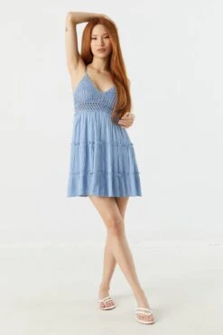 Crochet Tiered Mini Dress -Deals Drape & Denim Store 053259983940 45 2