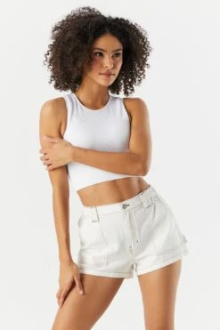 High Rise Denim Carpenter Short