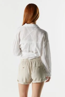 High Rise Linen Drawstring Short -Deals Drape & Denim Store 053465532200 64 1