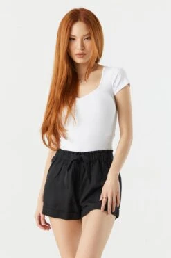 Self Tie Paperbag Short -Deals Drape & Denim Store 053465532317 01