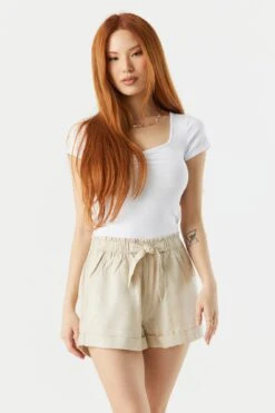 Self Tie Paperbag Short -Deals Drape & Denim Store 053465532317 24