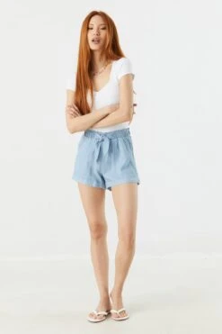 Self Tie Paperbag Short -Deals Drape & Denim Store 053465532317 38 2