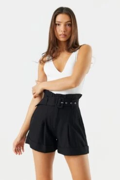 High Rise Belted Paperbag Short 15 High Rise Belted Paperbag Short -Deals Drape & Denim Store 053465533441 01 3