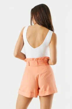 High Rise Belted Paperbag Short -Deals Drape & Denim Store 053465533441 69 1