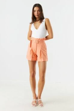 High Rise Belted Paperbag Short 23 High Rise Belted Paperbag Short -Deals Drape & Denim Store 053465533441 69 2 1