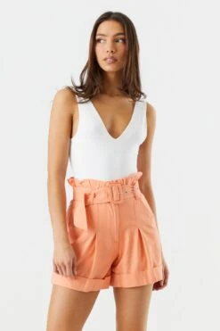 High Rise Belted Paperbag Short -Deals Drape & Denim Store 053465533441 69