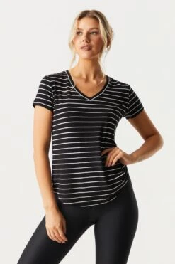 Striped Relaxed V-Neck T-Shirt