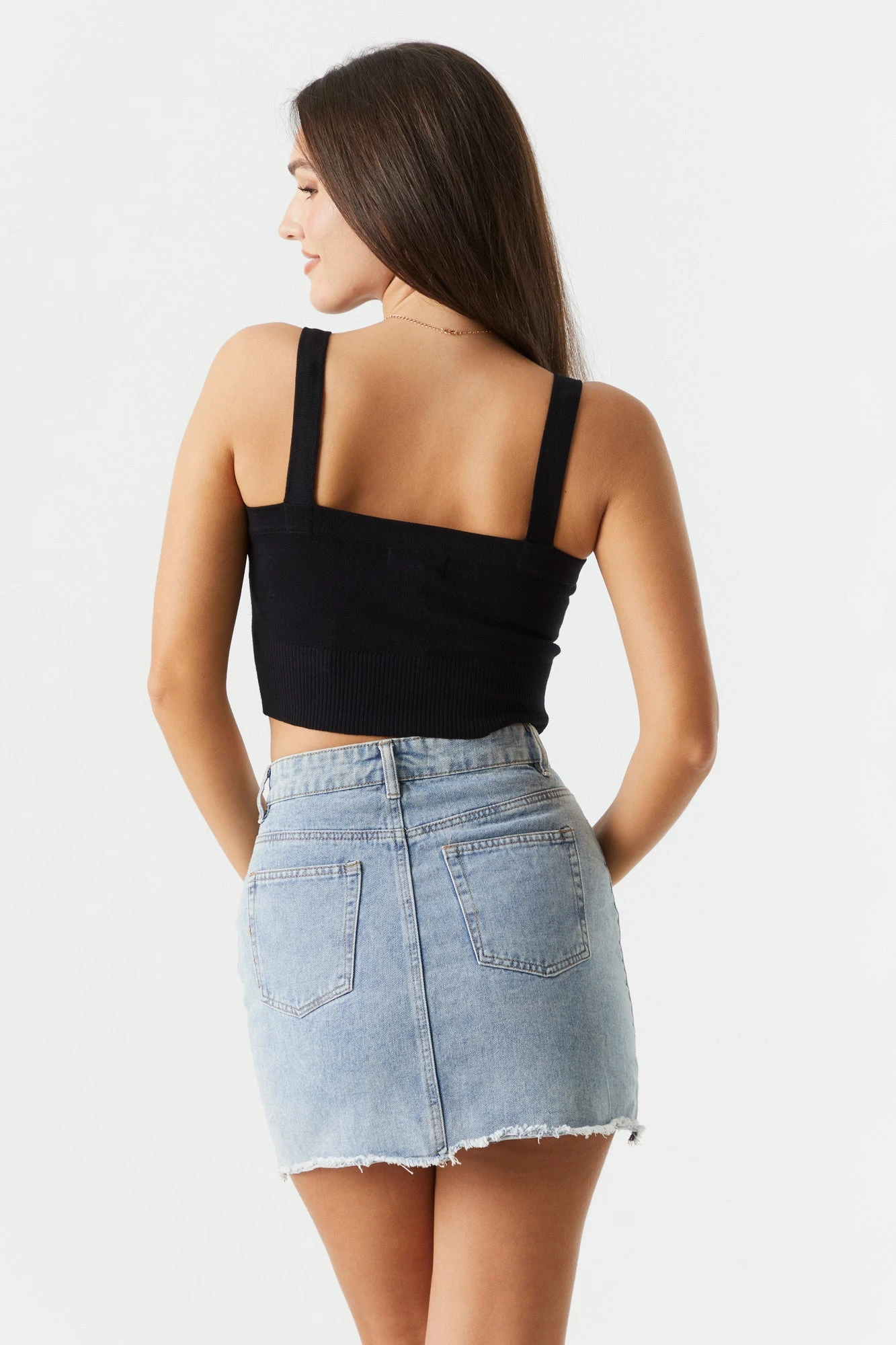 Ribbed Knit Square Neck Crop Tank 5 Ribbed Knit Square Neck Crop Tank - Image 5