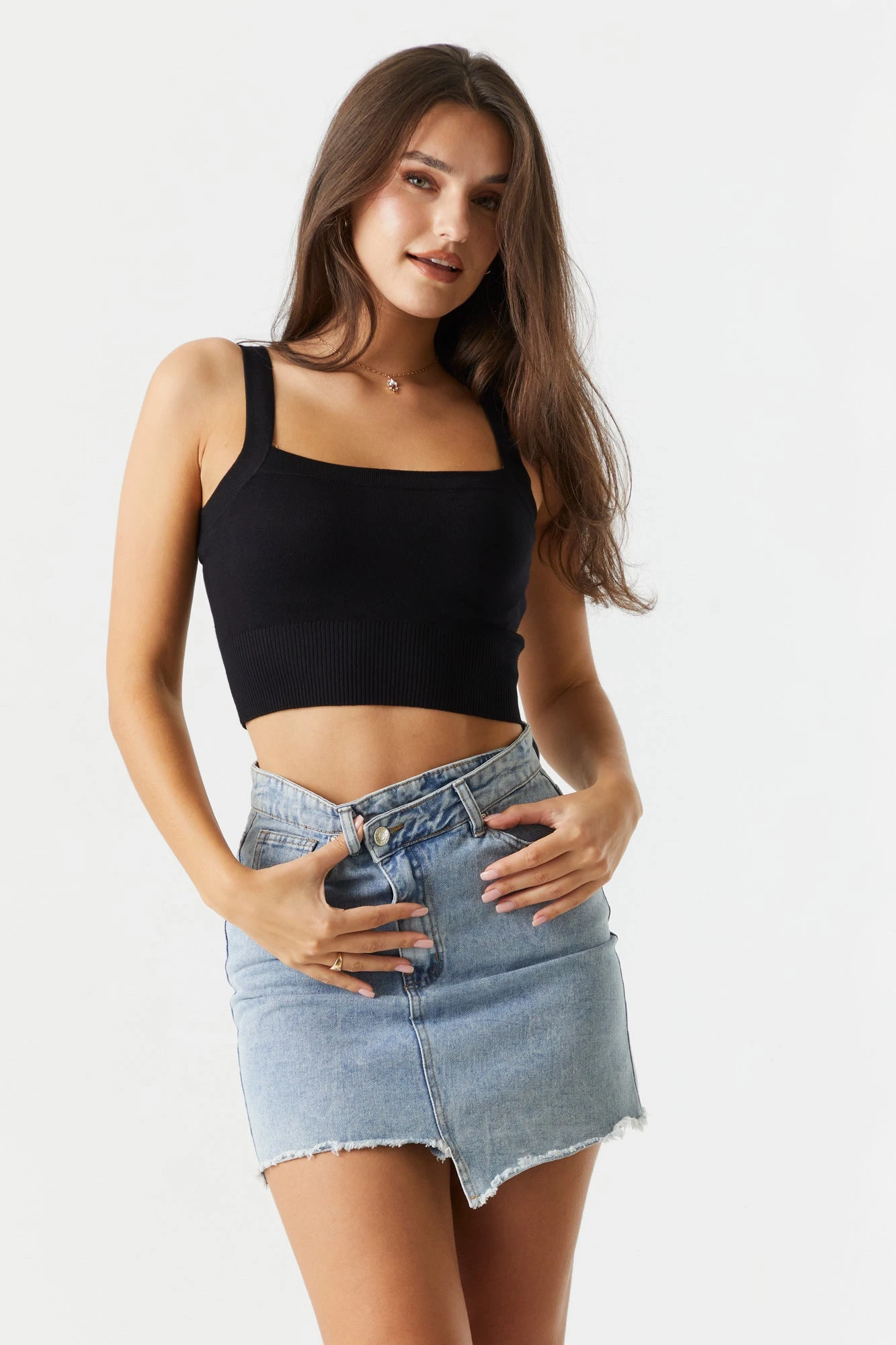 Ribbed Knit Square Neck Crop Tank 4 Ribbed Knit Square Neck Crop Tank - Image 4