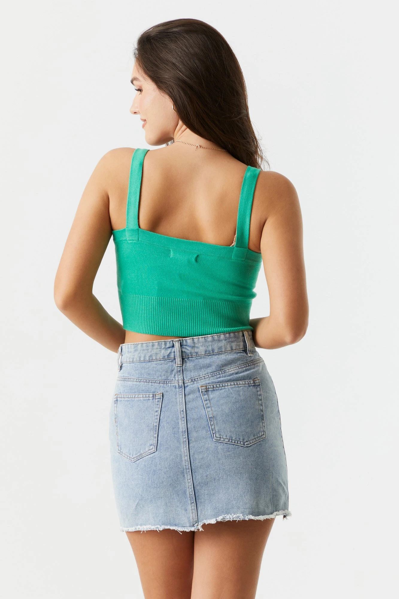 Ribbed Knit Square Neck Crop Tank 2 Ribbed Knit Square Neck Crop Tank - Image 2