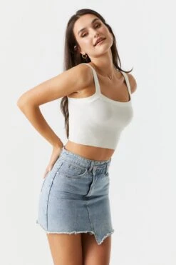 Ribbed Knit Square Neck Crop Tank 18 Ribbed Knit Square Neck Crop Tank -Deals Drape & Denim Store 058565634061 35