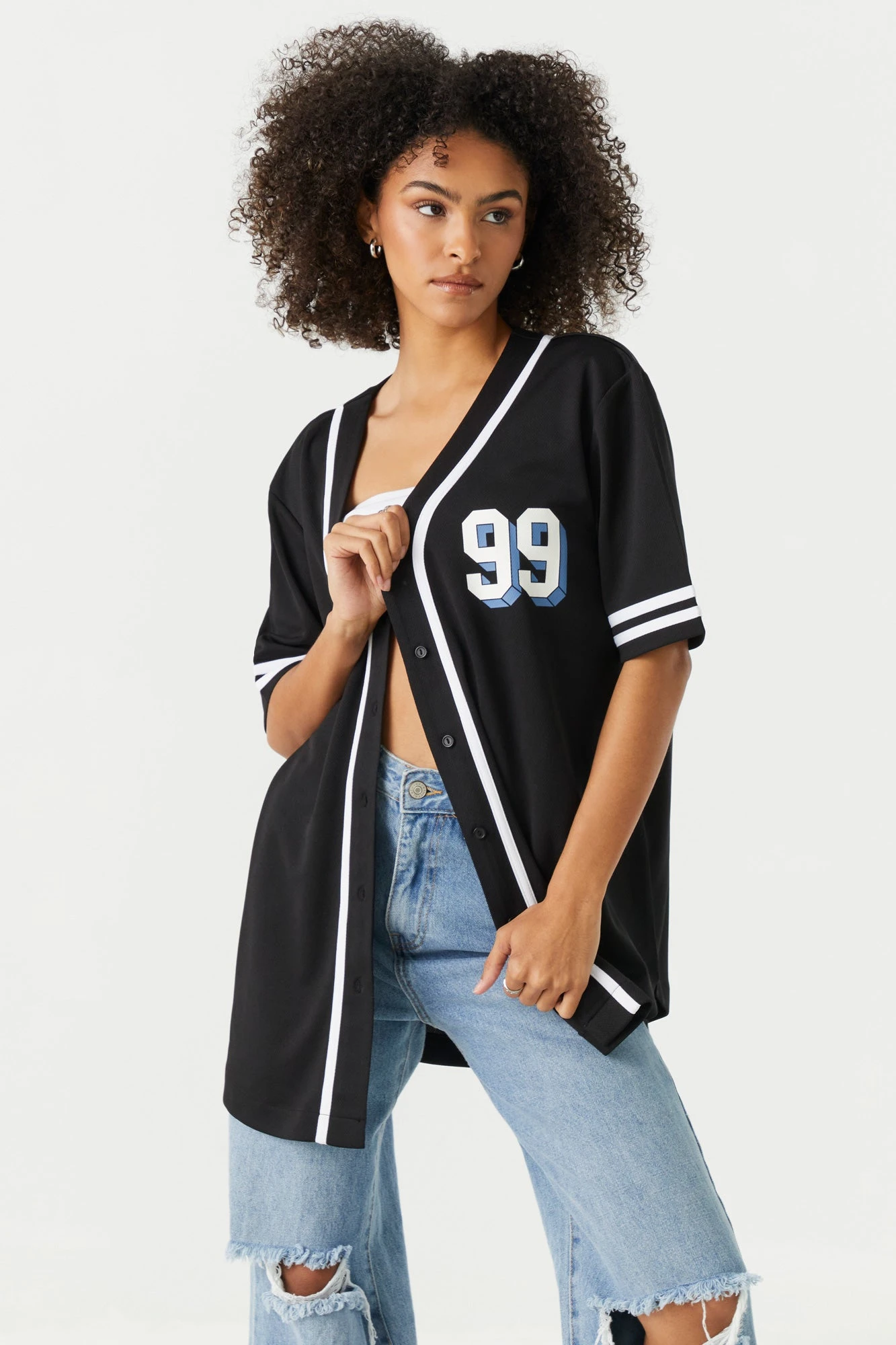 99 Graphic Button-Up Baseball Jersey 1 99 Graphic Button-Up Baseball Jersey