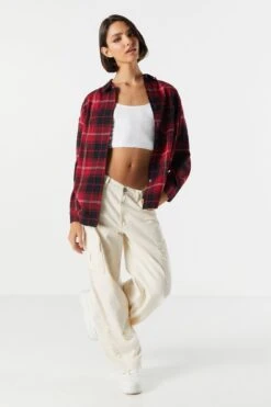 Classic Plaid Button-Up Top -Deals Drape & Denim Store 070201171335 60 2