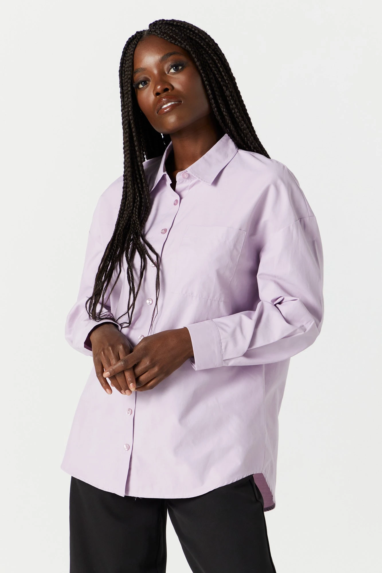 Oversized Poplin Button-Up Top 7 Oversized Poplin Button-Up Top - Image 7