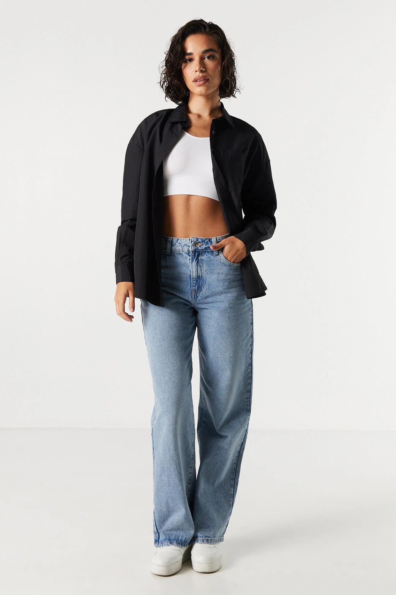 Oversized Poplin Button-Up Top 3 Oversized Poplin Button-Up Top - Image 3