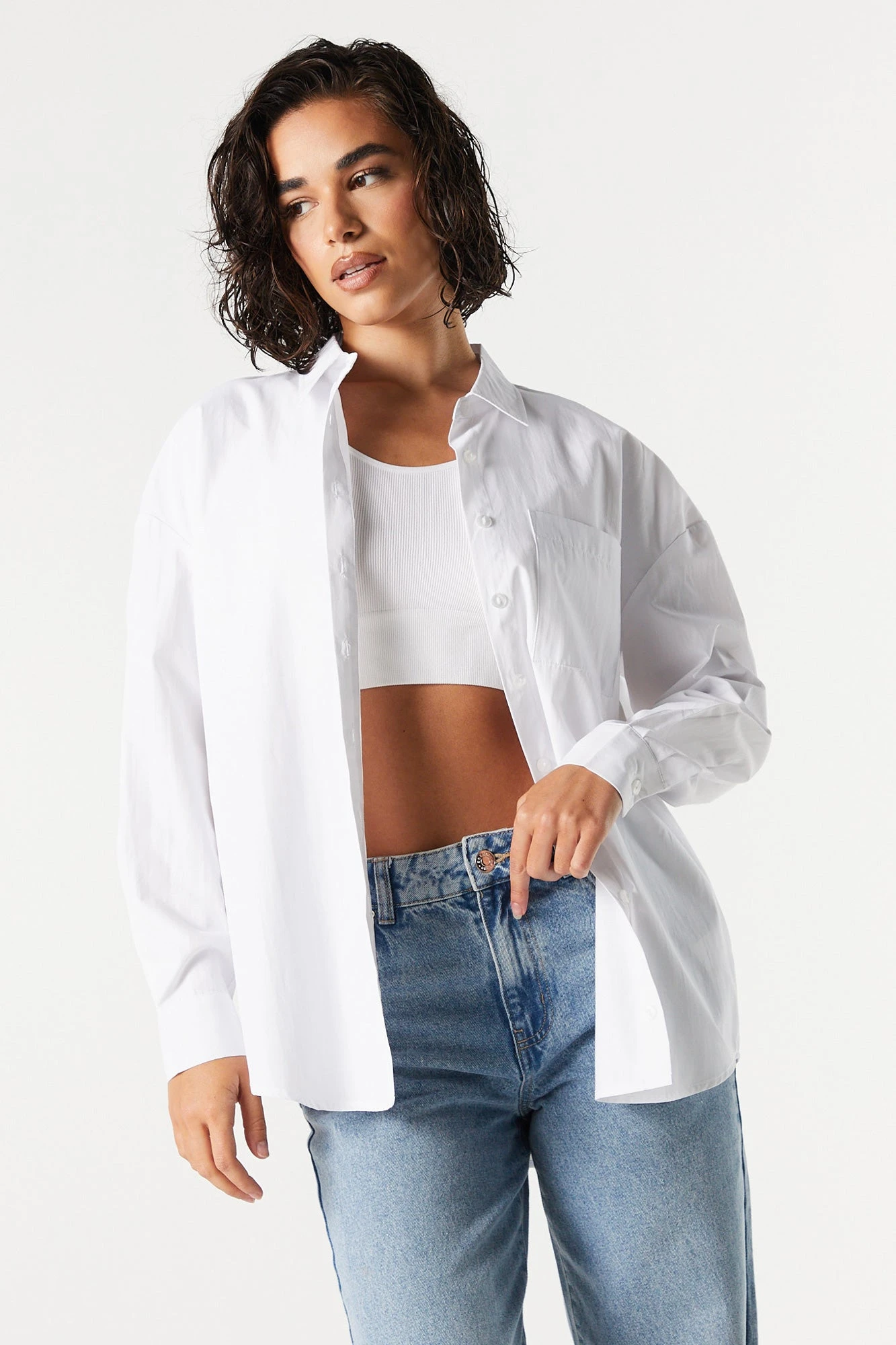 Oversized Poplin Button-Up Top 4 Oversized Poplin Button-Up Top - Image 4